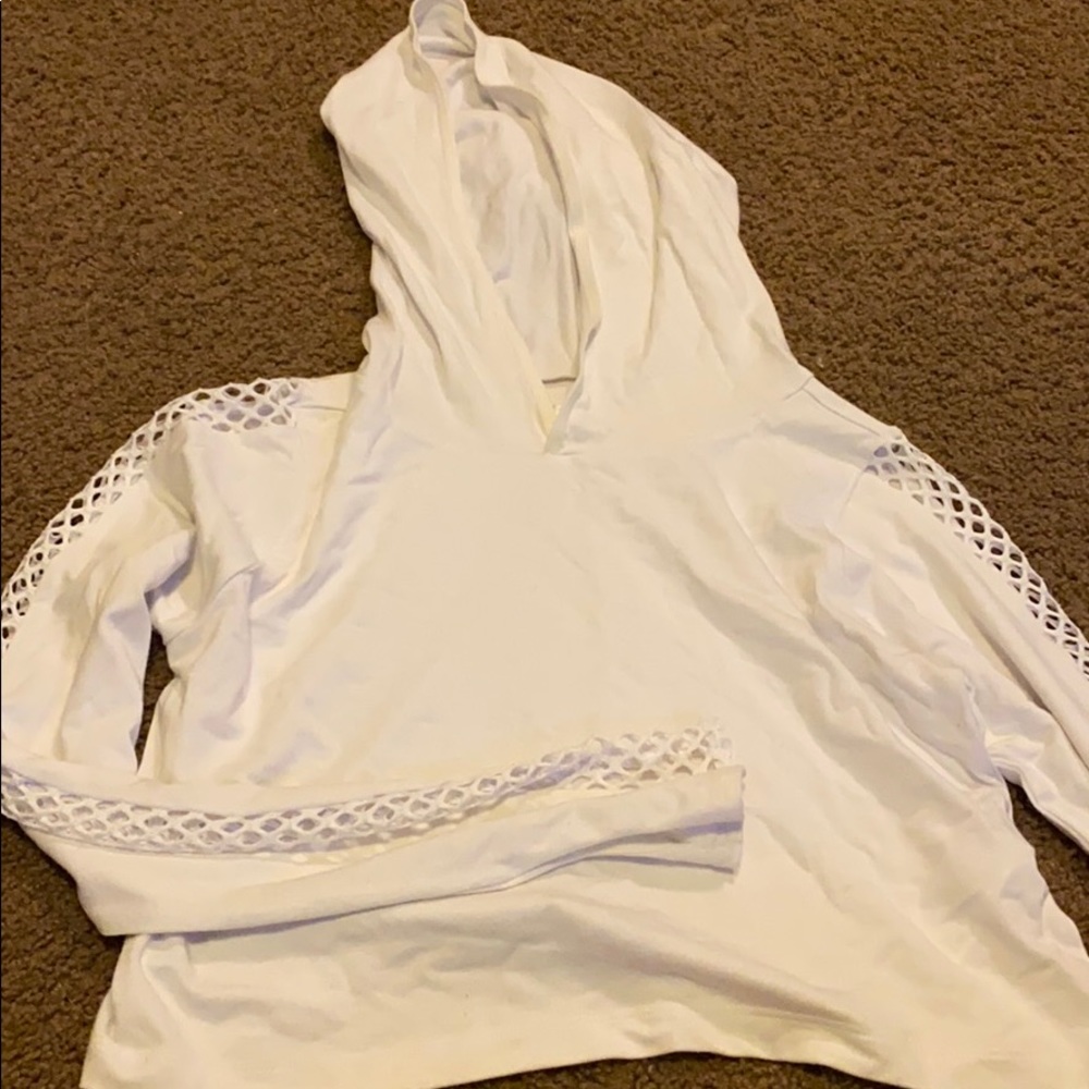 White crop  workout sweater